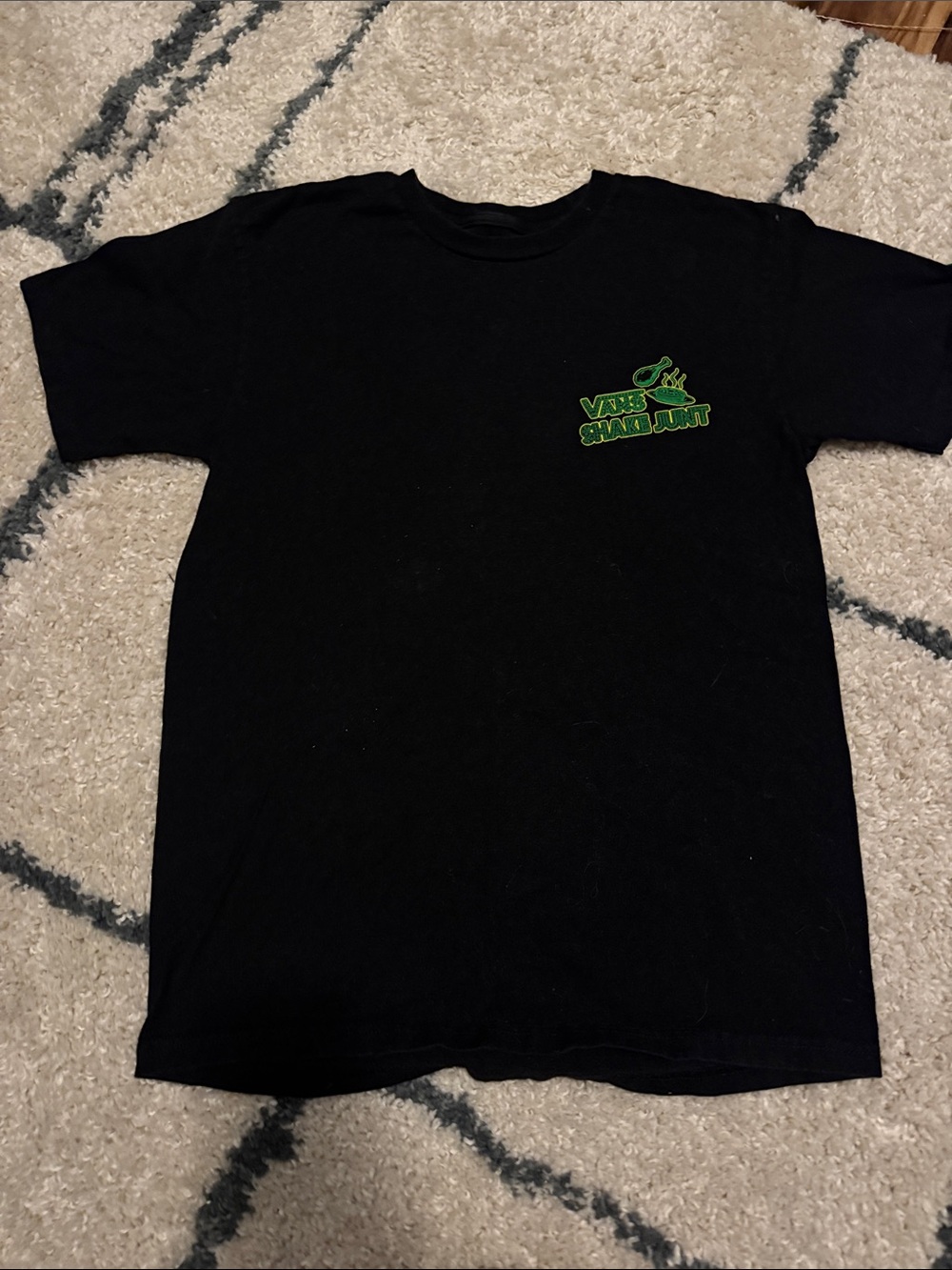 Vans Black Short-Sleeve Tee with Green Chest Logo